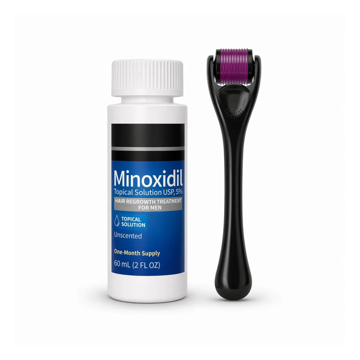 Combo Minoxidil 5% Kirkland + Derma Roller — 4 frascos + derma roller — Lenka Store El Salvador